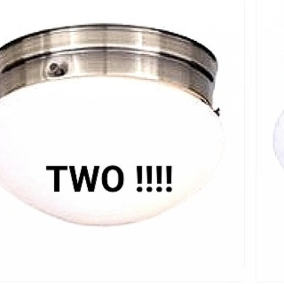 2pc.Antique Brass Hampton Bay Flush Mount Ceiling Fixture Round Lamp Fixtures - Picture 4 of 4